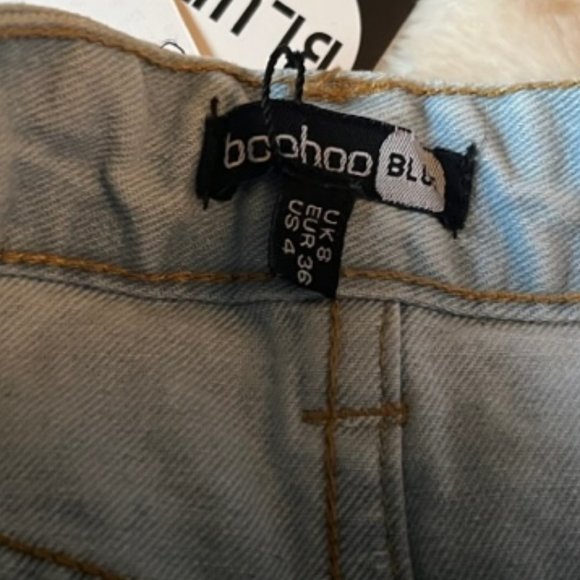 Boohoo High Rise Denim Mini Skirt Light Blue Ladies Size 4 NWT - Picture 4 of 11